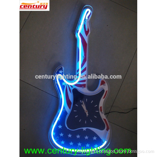neon guitar clock